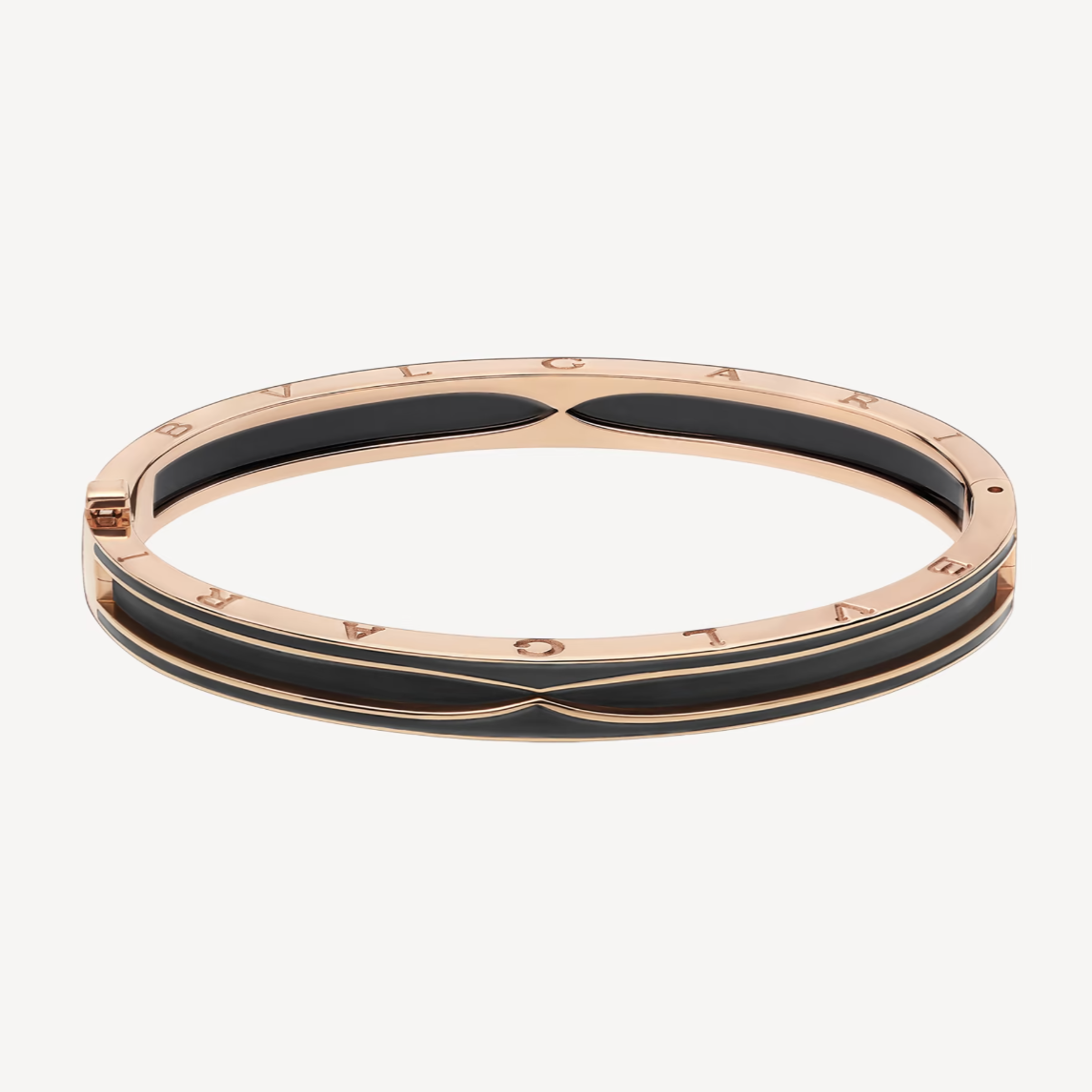 [Clover Jewelry]ZERO 1 PINK GOLD WITH MATTE BLACK CERAMIC BRACELET