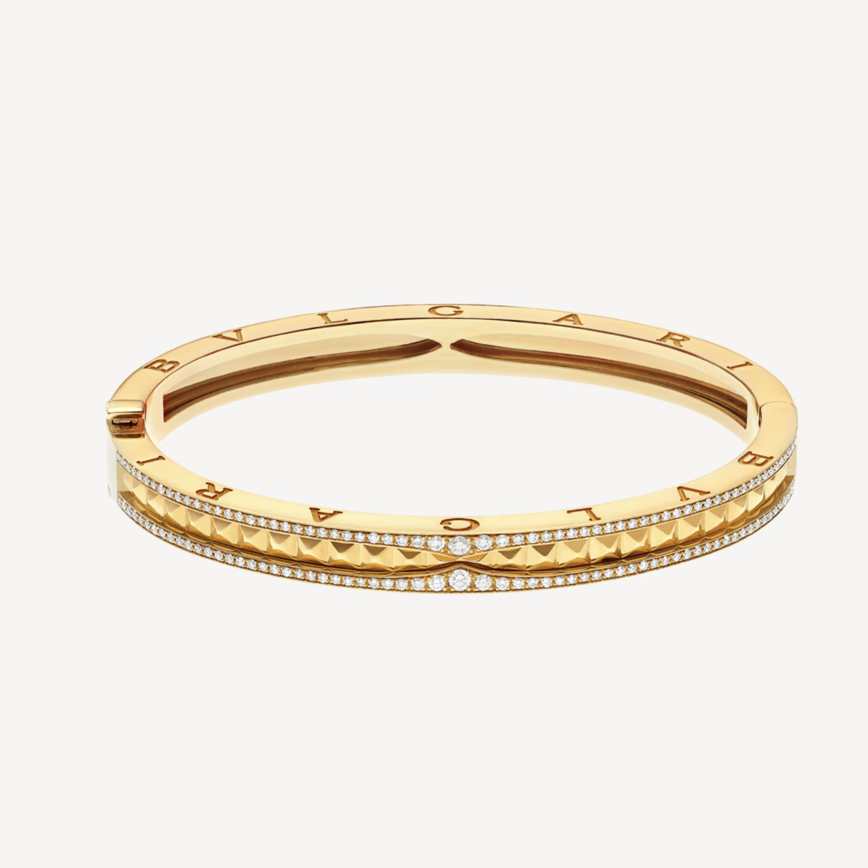 [Clover Jewelry]ZERO 1 SPIRAL AND PAVED DIAMOND GOLD BRACELET