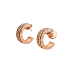 [Clover Jewelry]ZERO 1 ROCK PINK GOLD EARRINGS WITH STUDDED SPIRAL AND BLACK CERAMIC