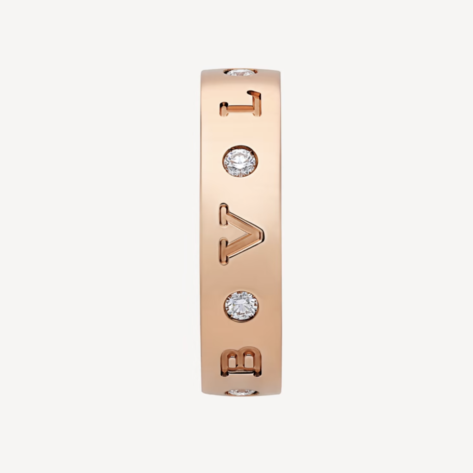 [Clover Jewelry]ZERO 1 ESSENTIAL PINK GOLD BAND WITH DIAMONDS RING