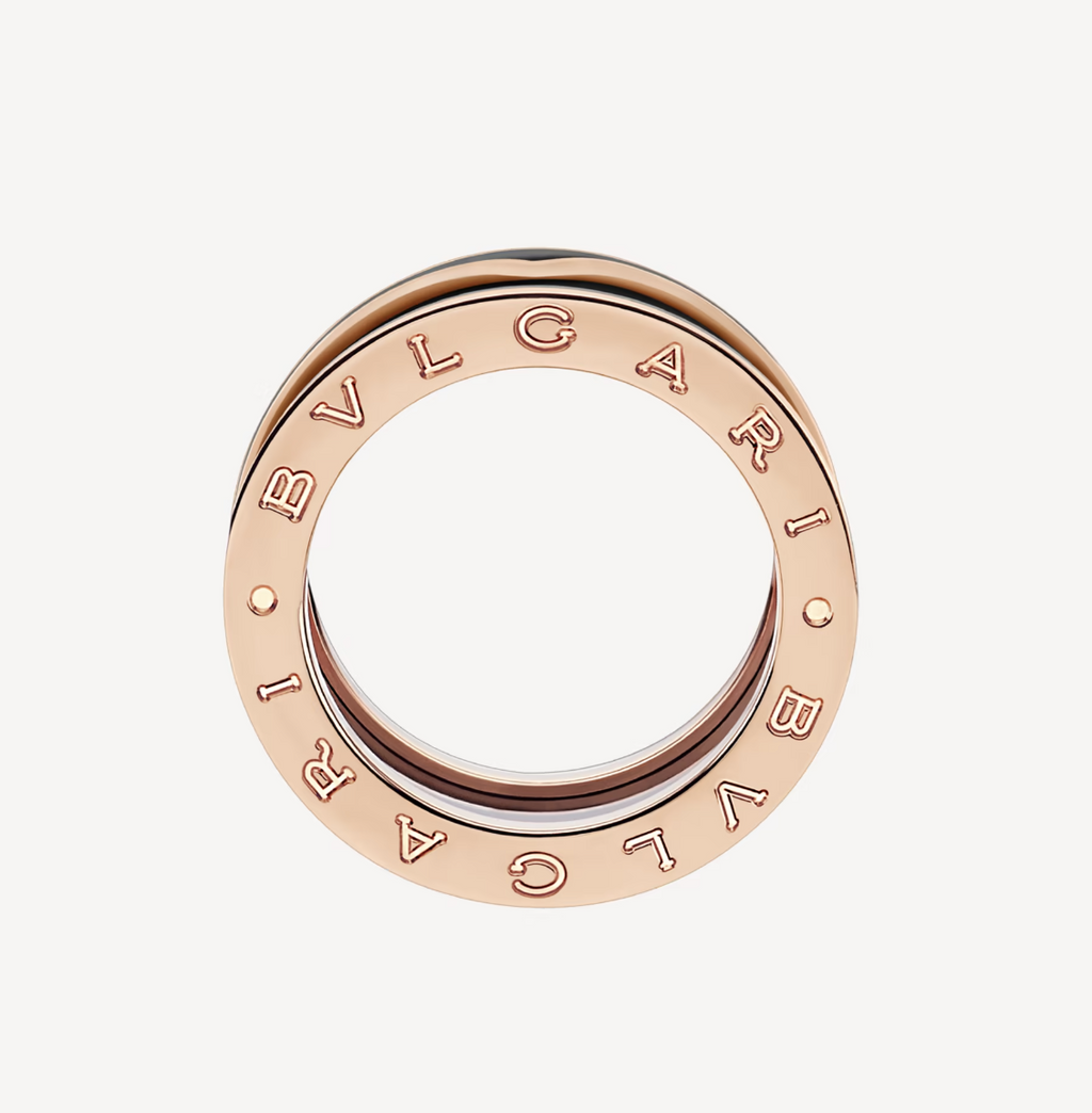 [Clover Jewelry]ZERO 1 ツーバンド マットブラックセラミック ピンクゴールド リング