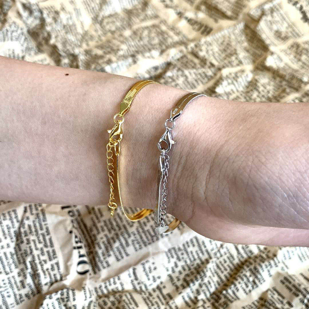 [Clover Jewelry]フラットスネークボーンチェーンブレードネックレス