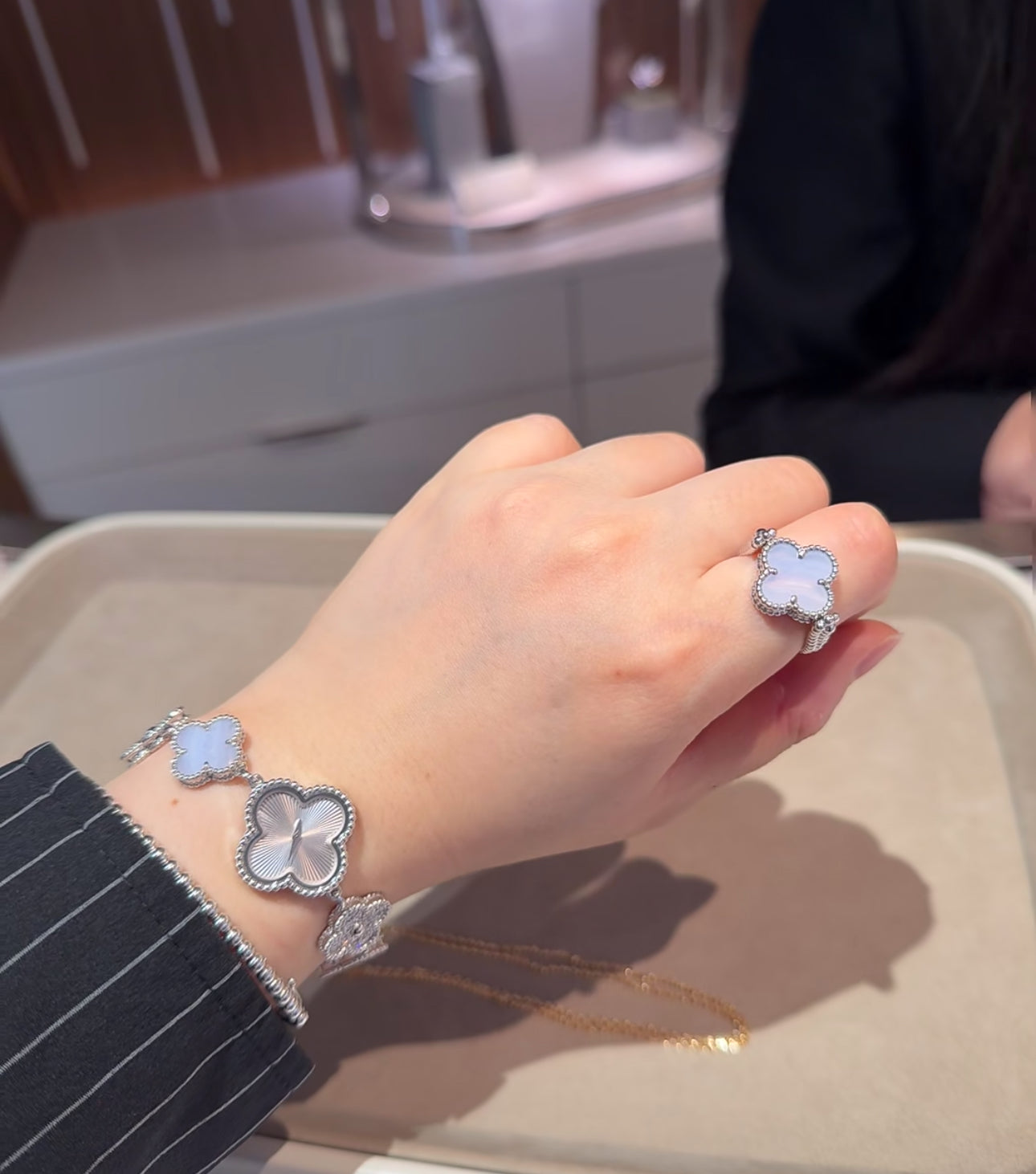 [Clover Jewelry]CLOVER RIVERSIBLE PURPLE CHALCEDONY RING
