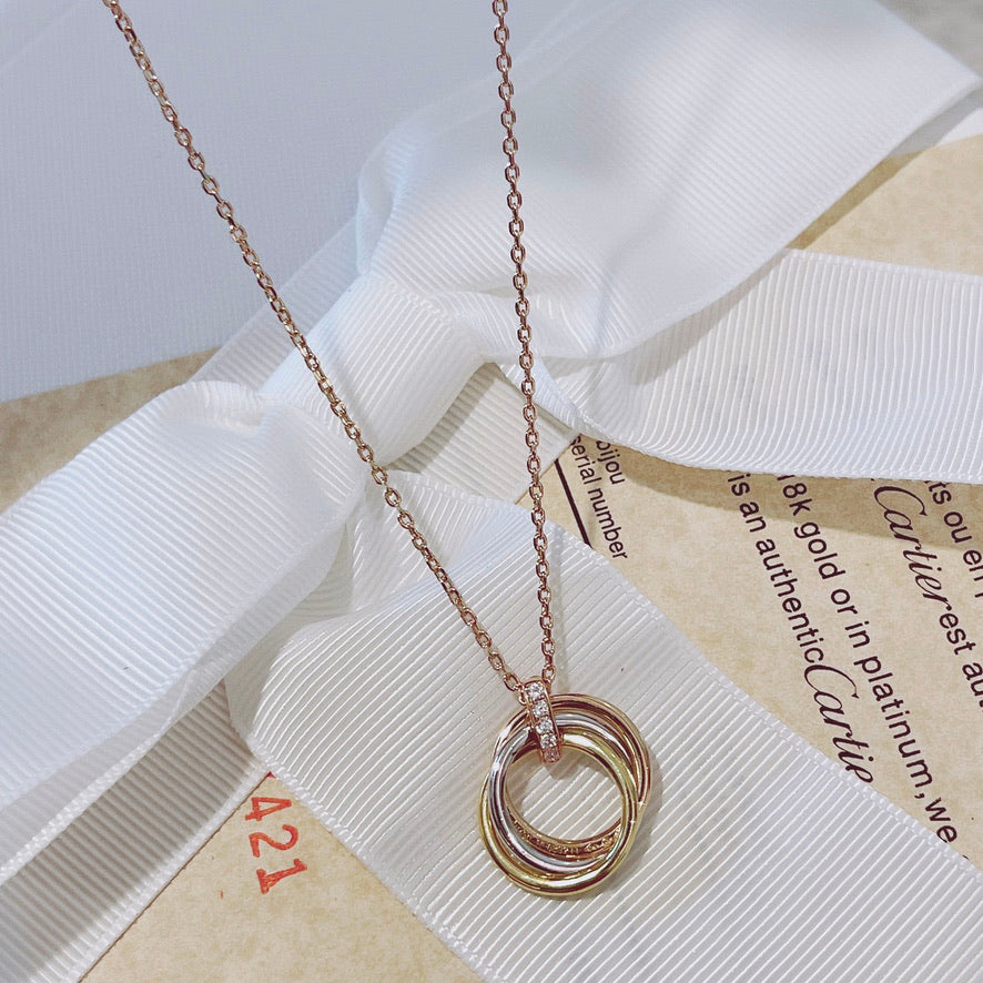 [Clover Jewelry]TRINITY NECKLACE GOLD  DIAMONDS