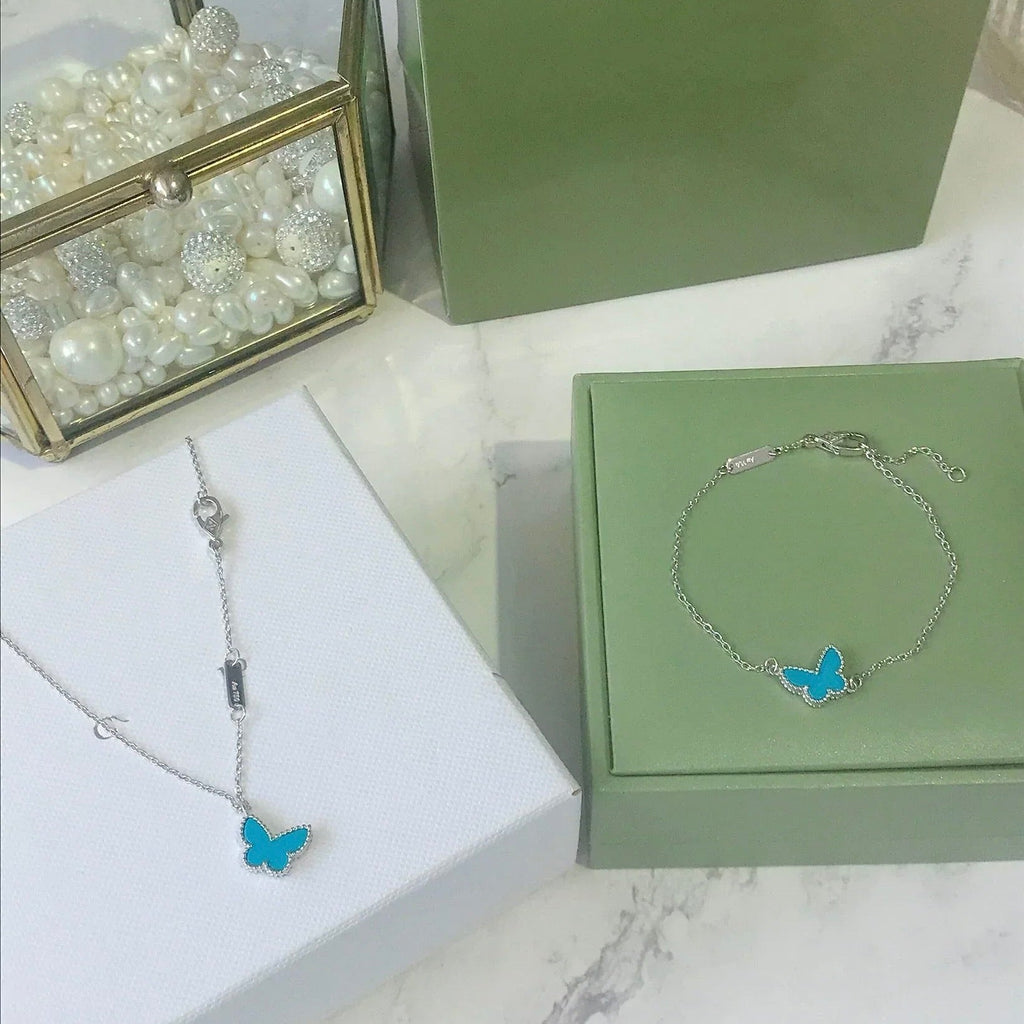 [Clover Jewelry]BUTTERFLY TURQUOISE BUTTERFLY BRACELET SILVER