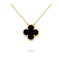 [Clover Jewelry]クローバー 15MM ブラックオニキス シングル フラワー ネックレス