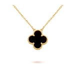 [Clover Jewelry]クローバー 15MM ブラックオニキス シングル フラワー ネックレス