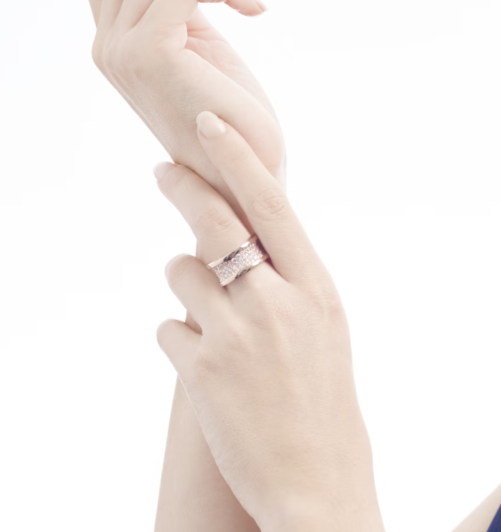 [Clover Jewelry]ZERO 1 WITH PAVED DIAMONDS ON THE SPIRAL RING