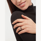 [Clover Jewelry]ZERO 1 TWO-BAND SCHLEIFEN UND SCHWARZER KERAMIK ROSÉGOLD RING