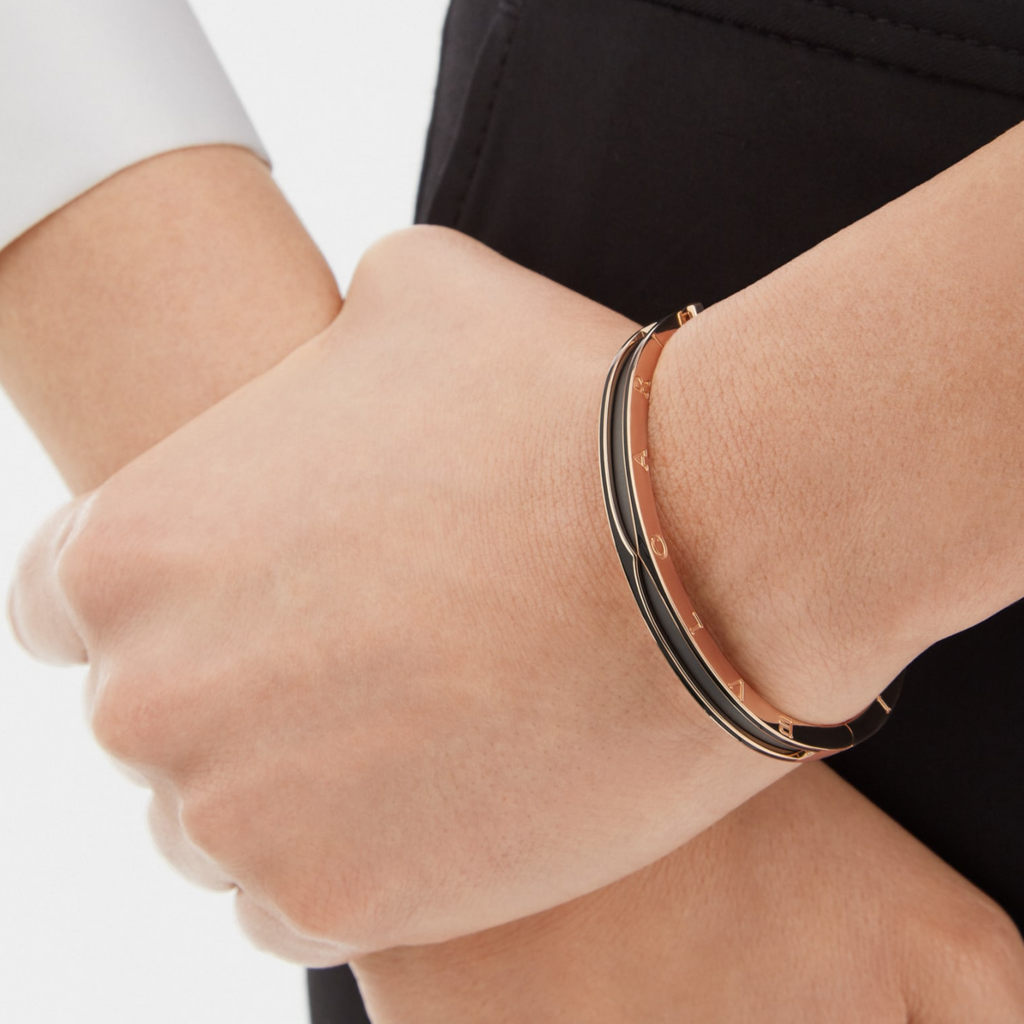 [Clover Jewelry]ZERO 1 ROSÉGOLD MIT MATTSCHWARZEM KERAMIKARMBAND