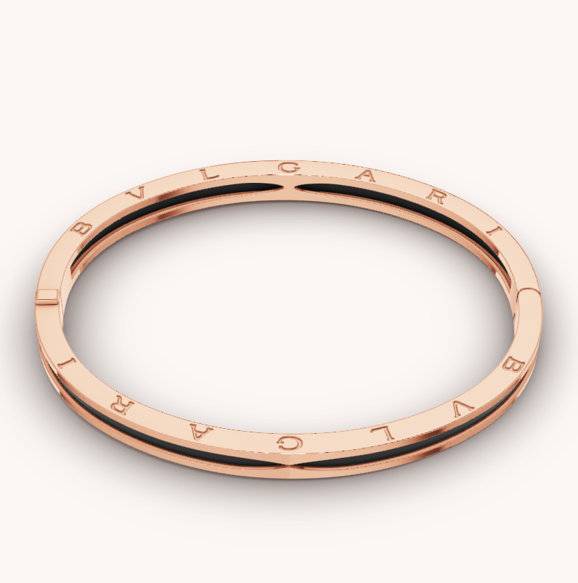 [Clover Jewelry]ZERO 1 ピンクゴールド ブラックセラミック ブレスレット