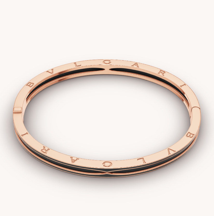 [Clover Jewelry]ZERO 1 ROSÉGOLD MIT MATTSCHWARZEM KERAMIKARMBAND