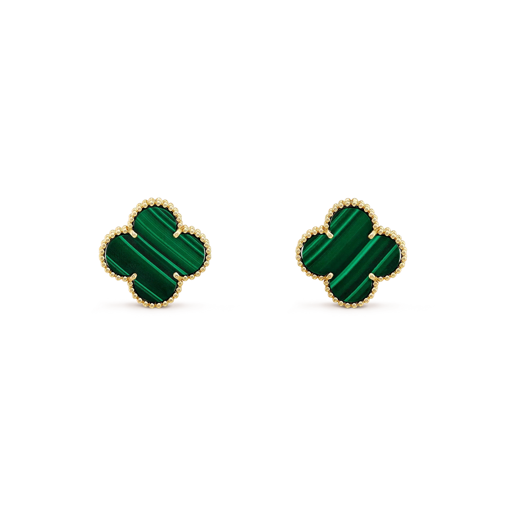[Clover Jewelry]CLOVER MINI 9.5MM MALACHITE  EARRINGS