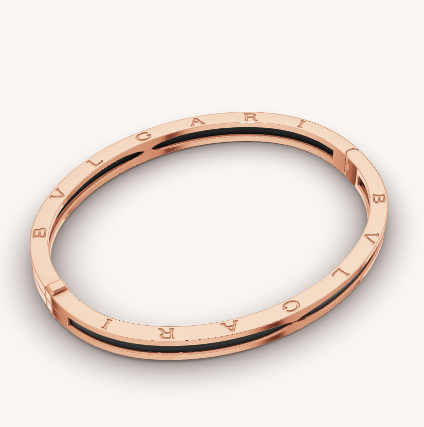 [Clover Jewelry]ZERO 1 ピンクゴールド ブラックセラミック ブレスレット