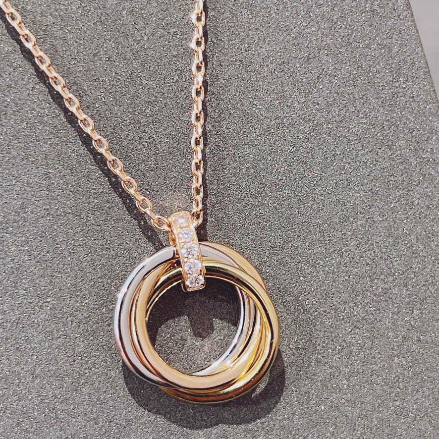 [Clover Jewelry]TRINITY NECKLACE GOLD  DIAMONDS