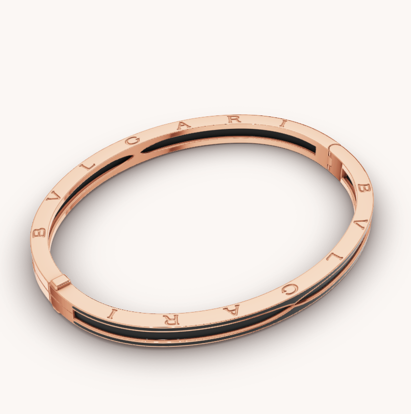 [Clover Jewelry]ZERO 1 ROSÉGOLD MIT MATTSCHWARZEM KERAMIKARMBAND