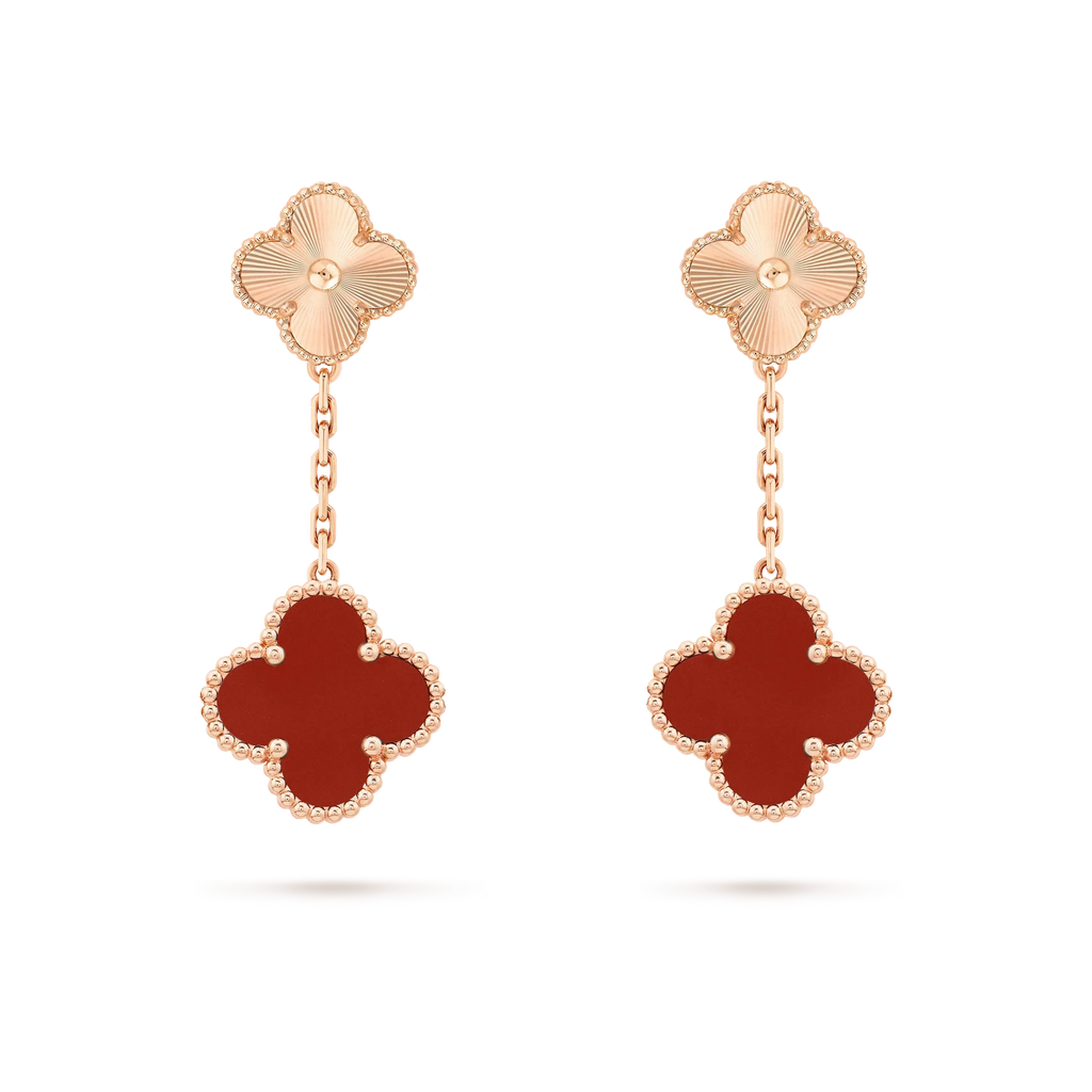 [Clover Jewelry]CLOVER 2 MOTIF  LASER CARNELIAN EARRINGS