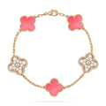 [Clover Jewelry]CLOVER 5 MOTIV DIAMANT ROSA PERLMUTT ROSÉGOLD ARMBAND