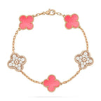 [Clover Jewelry]CLOVER 5 MOTIV DIAMANT ROSA PERLMUTT ROSÉGOLD ARMBAND
