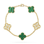 [Clover Jewelry]CLOVER  5 MOTIF MALACHITE DIAMOND BRACELET