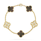 [Clover Jewelry]クローバー 5モチーフ グレーMOP ダイヤモンド ブレスレット