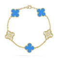 ```json
[
  {
    "translatedText": "[Clover Jewelry]CLOVER 5 MOTIVE BLAUER CHALZEDON DIAMANT GOLDARMREIF"
  }
]
```
