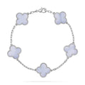 [Clover Jewelry]CLOVER  5 MOTIVE LILA CHALZEDON ARMBAND SILBER