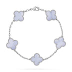 [Clover Jewelry]CLOVER  5 MOTIVE LILA CHALZEDON ARMBAND SILBER