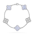 [Clover Jewelry]CLOVER  5 MOTIF DIAMOND PURPLE CHALCEDONY BRACELET SILVER