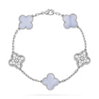 [Clover Jewelry]CLOVER  5 MOTIF DIAMOND PURPLE CHALCEDONY BRACELET SILVER