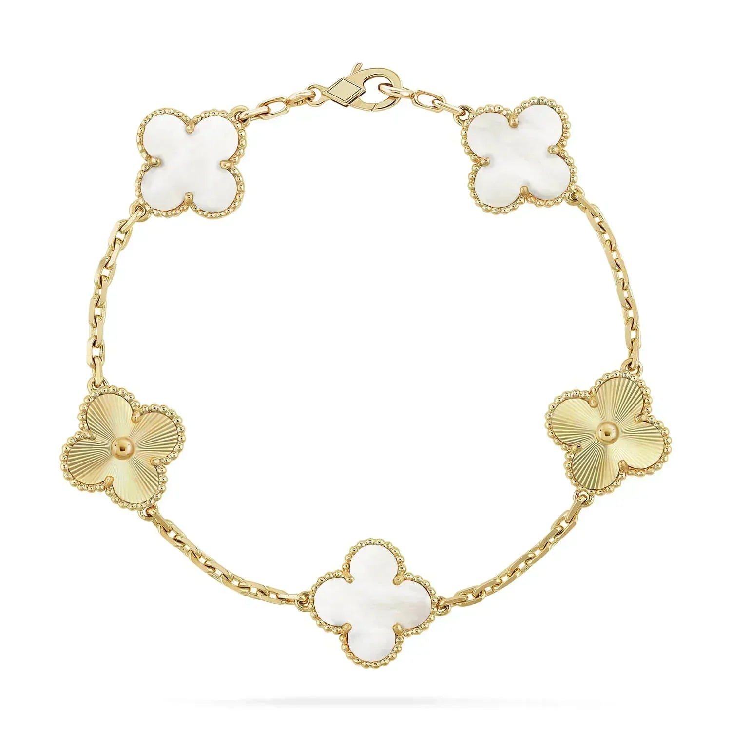 [Clover Jewelry]CLOVER BRACELET 5 MOTIF WHITE MOP PINK GOLD