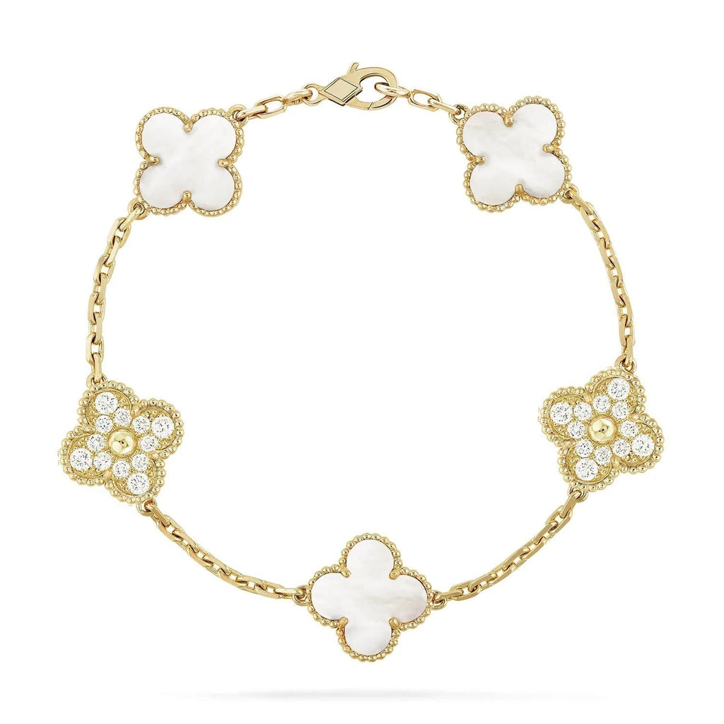[Clover Jewelry]CLOVER BRACELET 5 MOTIF WHITE MOP DIAMOND