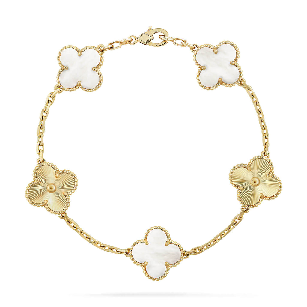 [Clover Jewelry]CLOVER 5 MOTIF WHITE MOP LASER BRACELET