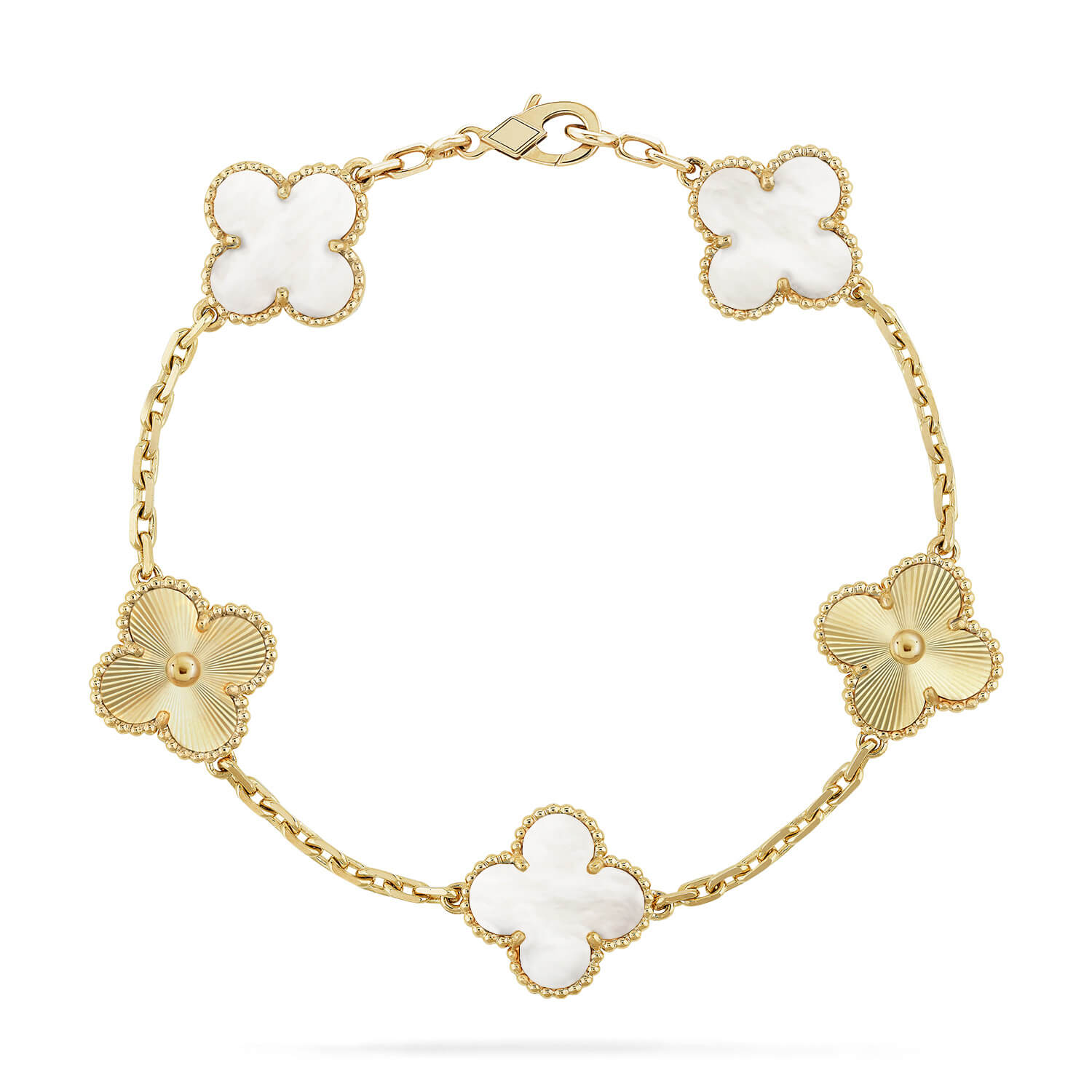 [Clover Jewelry]CLOVER 5 MOTIF WHITE MOP LASER BRACELET