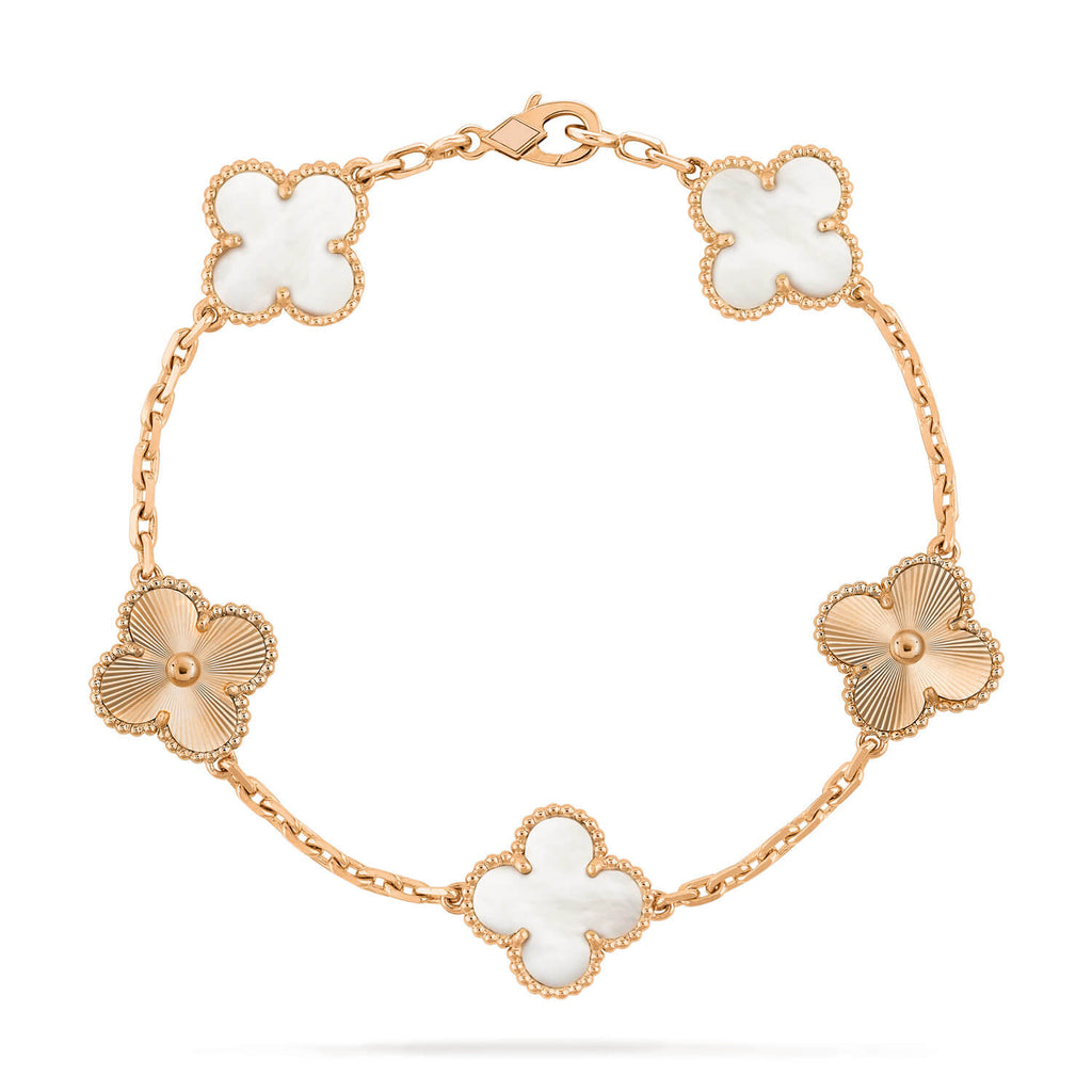 [Clover Jewelry]CLOVER 5 MOTIF WHITE MOP LASER BRACELET