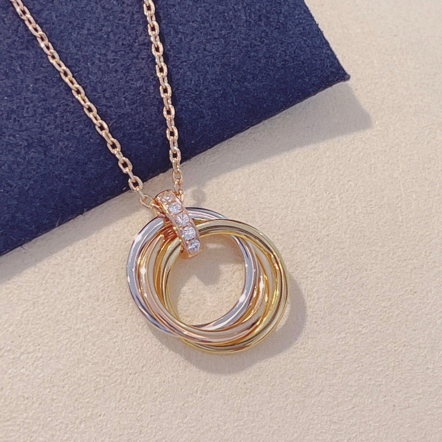 [Clover Jewelry]TRINITY NECKLACE GOLD  DIAMONDS