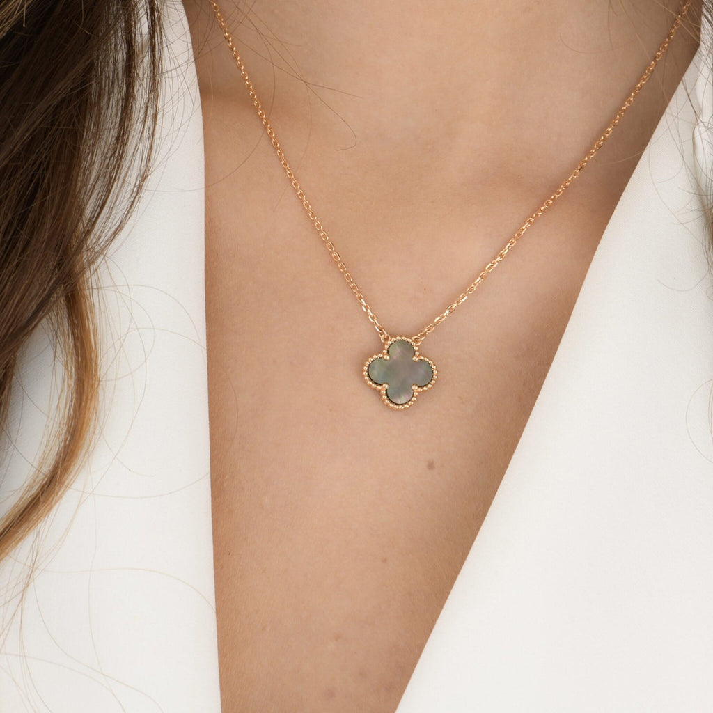 [Clover Jewelry]CLOVER 15MM  GRAY MOTHER OF PEARL NECKLACE