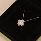 [Clover Jewelry]KLEE 15MM DIAMANT WEISSE FRITILLARIA-HALSKETTE