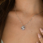 [Clover Jewelry]CLOVER  15MM DIAMOND LASER NECKLACE SILVER