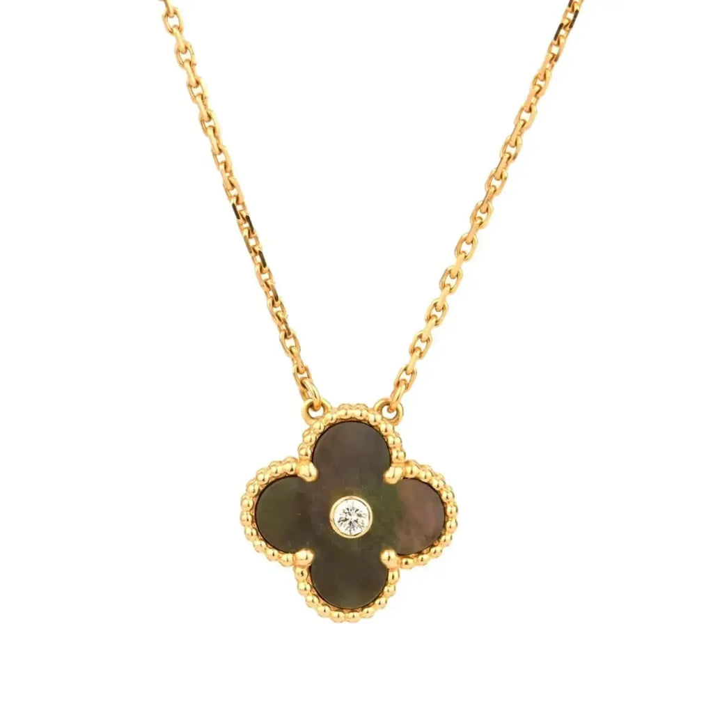 [Clover Jewelry]CLOVER 15MM DIAMOND AND MOTHER-OF-GREY NECKLACE