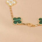 [Clover Jewelry]CLOVER  5 MOTIF MALACHITE DIAMOND BRACELET