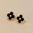 [Clover Jewelry]CLOVER MEDIUM 1 MOTIFS ONYX DIAMOND EARRINGS