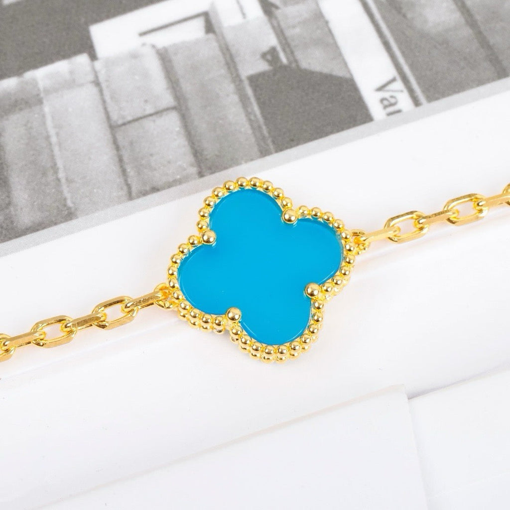 [Clover Jewelry]CLOVER 5 MOTIFS TURQUOISE BRACELET