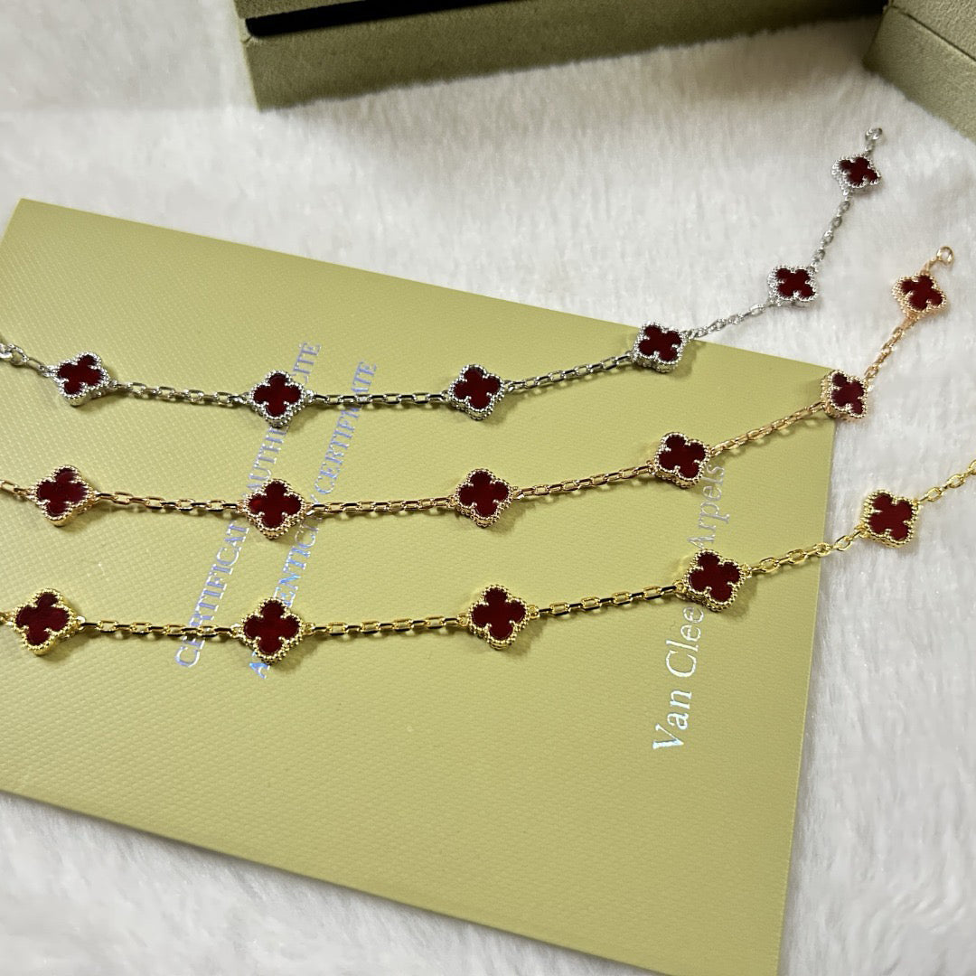 [Clover Jewelry]CLOVER 6 MOTIF RED AGATE BRACELET