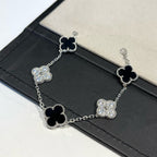 [Clover Jewelry]CLOVER 5 MOTIV ONYX DIAMANT ARMREIF SILBER