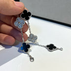 [Clover Jewelry]CLOVER 5 MOTIV ONYX DIAMANT ARMREIF SILBER