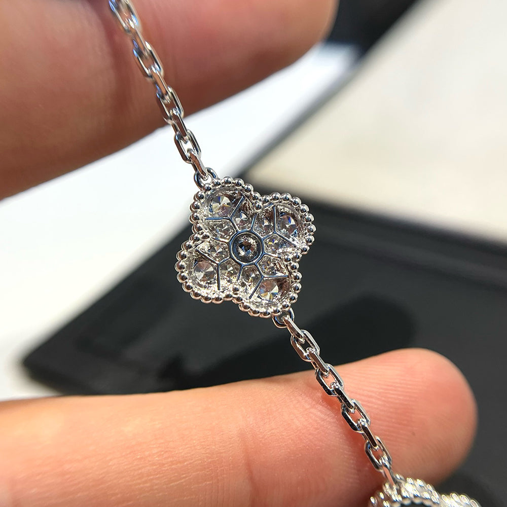 [Clover Jewelry]CLOVER 5 MOTIV ONYX DIAMANT ARMREIF SILBER