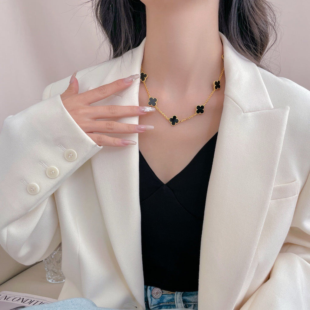 [Clover Jewelry]CLOVERS THE 10-MOTIFS ONYX NECKLACE