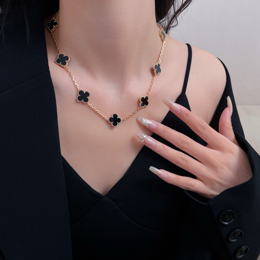 [Clover Jewelry]CLOVERS THE 10-MOTIFS ONYX NECKLACE