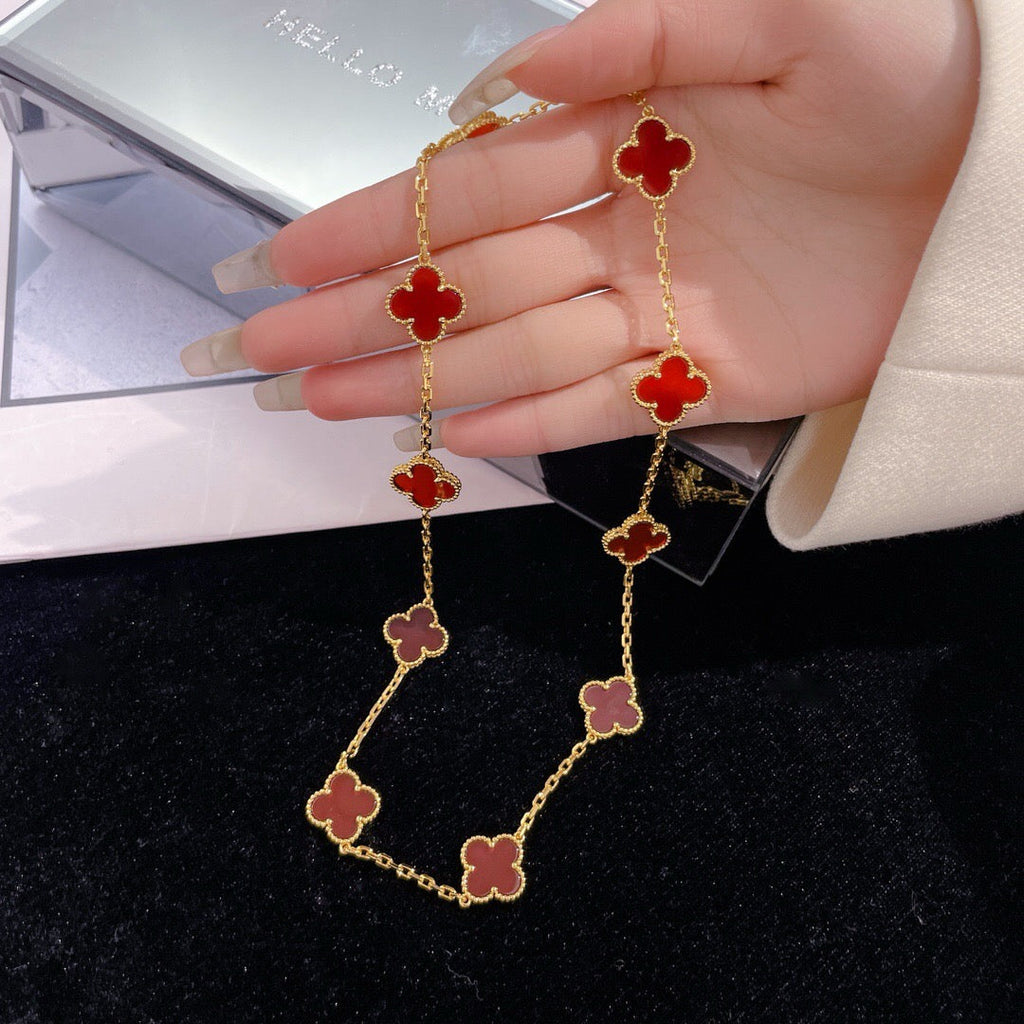 [Clover Jewelry]CLOVERS THE  10-MOTIFS CARNELIAN NECKLACE